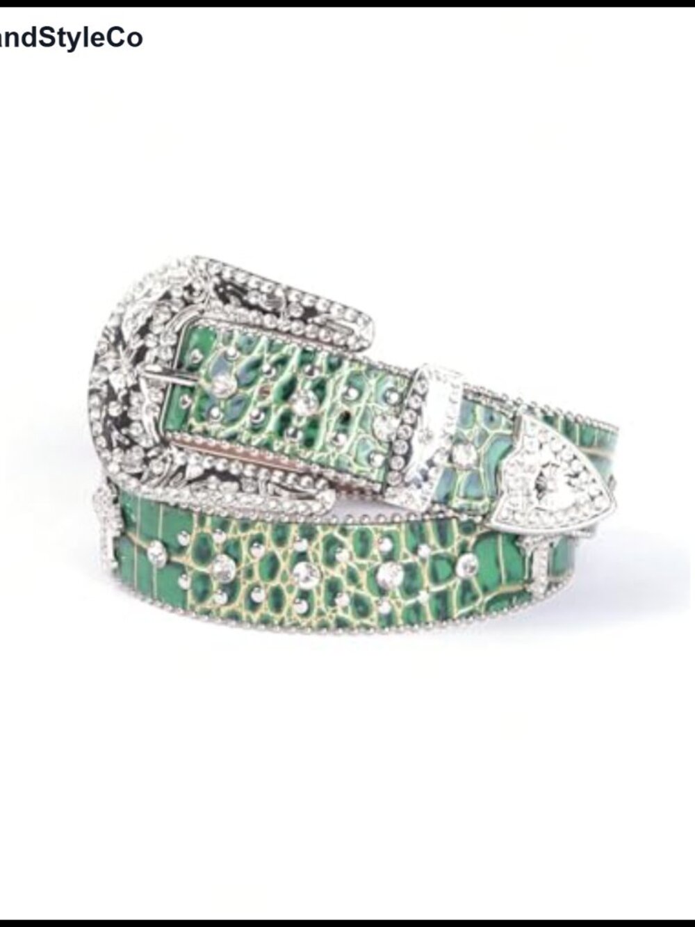Rhinestone Western Belt with Cross Design & Bling Buckle for Jeans